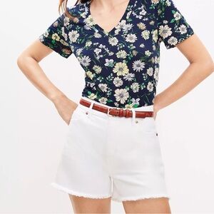 LOFT White High Rise Cut Off Jean Shorts Size 32 / 14 NWT